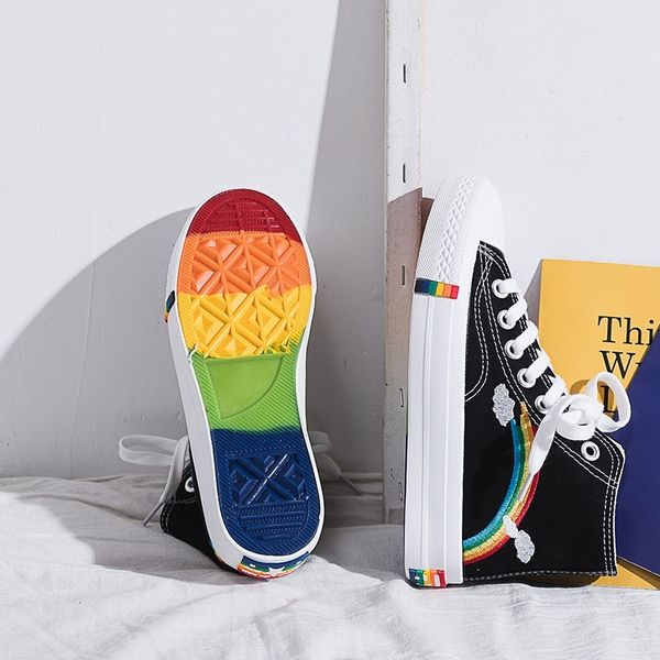 vulcanized fashion casual sports rainbow retro canvas flat bottom comfortable high-shoes women y200801, Black
vulcanized fashion casual sports rainbow retro canvas flat bottom comfortable high-shoes women y200801, Black