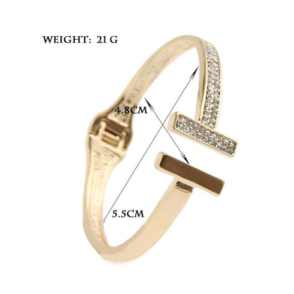 fashion women t bangle copper with rhinestone gold silver color c cz crystal buckle wedding jewelry 2020, Black 
fashion women t bangle copper with rhinestone gold silver color c cz crystal buckle wedding jewelry 2020, Black
