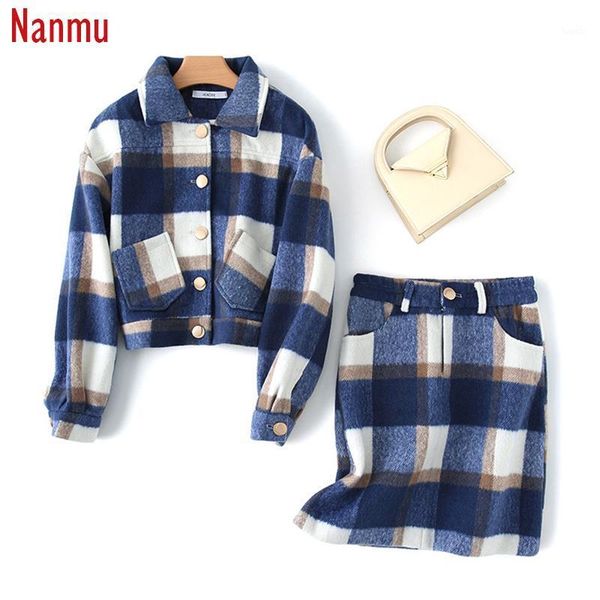 autumn and winter women's clothing korean style small fragrance thousand bird plaid woolen coat jacket short skirt set1, White
autumn and winter women's clothing korean style small fragrance thousand bird plaid woolen coat jacket short skirt set1, White