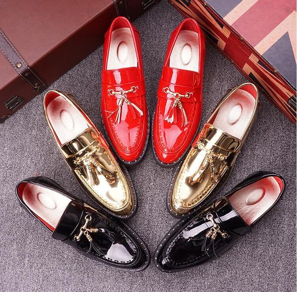 fashion trend slip on men's shoes tassel red gold dress shoes young men leisure leather sapato social masculino, Black
fashion trend slip on men's shoes tassel red gold dress shoes young men leisure leather sapato social masculino, Black