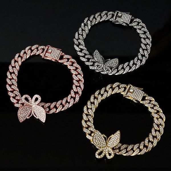 link, chain d&z 13mm cuban butterfly bracelet gold/rose gold/silver color bling hip hop jewelry for men women, Black
link, chain d&z 13mm cuban butterfly bracelet gold/rose gold/silver color bling hip hop jewelry for men women, Black