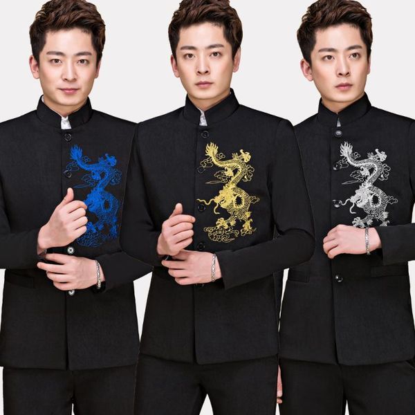 men's suits & blazers m-xxl men's clothing 2021 fashion slim chinese tunic suit costume set stand collar performance wear the groo, White;black
men's suits & blazers m-xxl men's clothing 2021 fashion slim chinese tunic suit costume set stand collar performance wear the groo, White;black