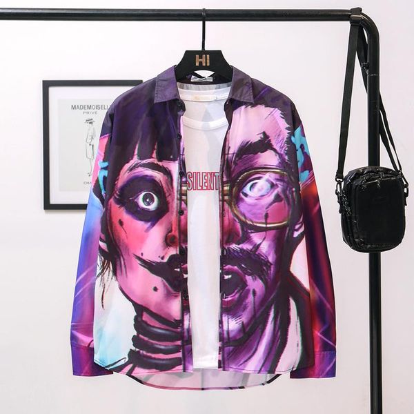 # 1674 мужчины печатные рубашки с длинным рукавом смешные pattern streetwear hip hop рубашка воротник мужчин отворотом моды мужские рубашки, White;black
# 1674 мужчины печатные рубашки с длинным рукавом смешные pattern streetwear hip hop рубашка воротник мужчин отворотом моды мужские рубашки, White;black