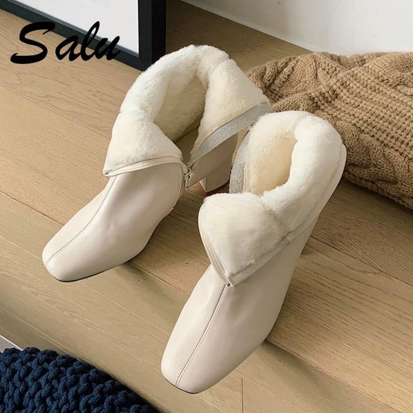 ankle boots cow leather boots high heel natural-fur warm winter zipper snow for women, Black
ankle boots cow leather boots high heel natural-fur warm winter zipper snow for women, Black