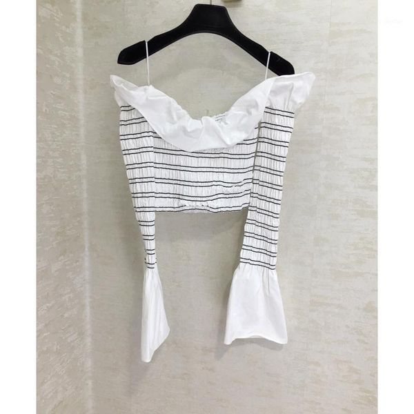 women's blouses & shirts 6.16 off shoulder ruffles striped print blouse shirt slash neck flare sleeve women summer female short, White
women's blouses & shirts 6.16 off shoulder ruffles striped print blouse shirt slash neck flare sleeve women summer female short, White