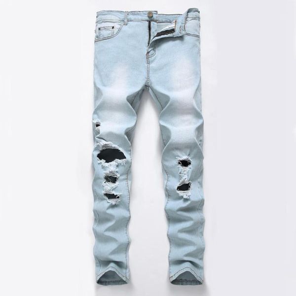 men's light white blue slim slim jeans stretch european and american fashion denim trousers1
men's light white blue slim slim jeans stretch european and american fashion denim trousers1