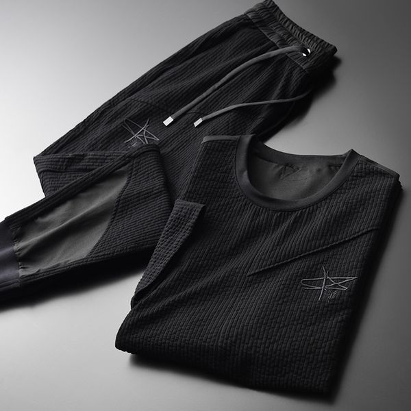 minglu black mens sets (t-shirt+pants) luxury embroidery short sleeve men sets plus size vertical stripe summer man sets lj201124, Gray
minglu black mens sets (t-shirt+pants) luxury embroidery short sleeve men sets plus size vertical stripe summer man sets lj201124, Gray
