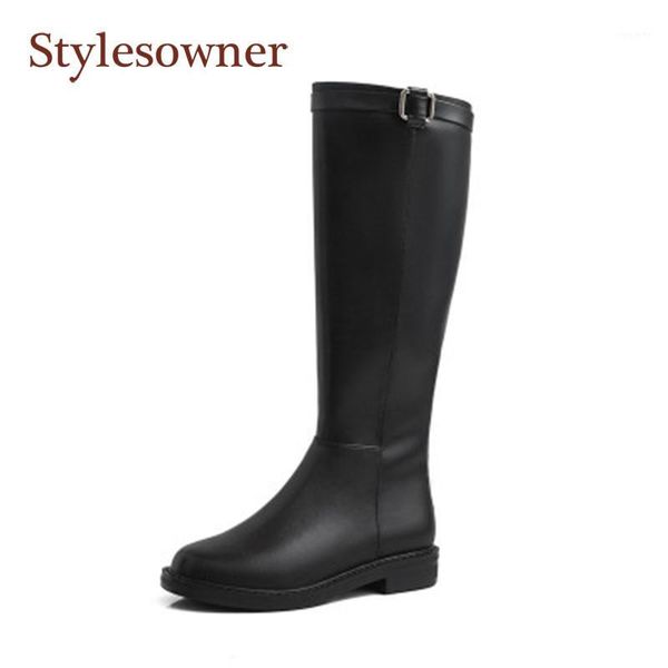 autumn/winter new belt buckle straight genuine leather knight boots girls round toe flat back zipper large size high boots women1, Black
autumn/winter new belt buckle straight genuine leather knight boots girls round toe flat back zipper large size high boots women1, Black