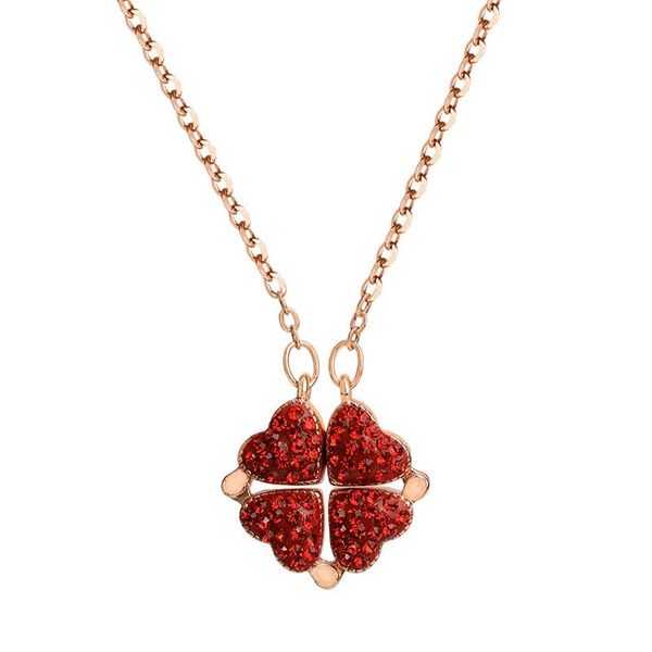 changed a clover necklace chain split fold pendant rose gold collar bone love full drill red sautoir, Silver
changed a clover necklace chain split fold pendant rose gold collar bone love full drill red sautoir, Silver