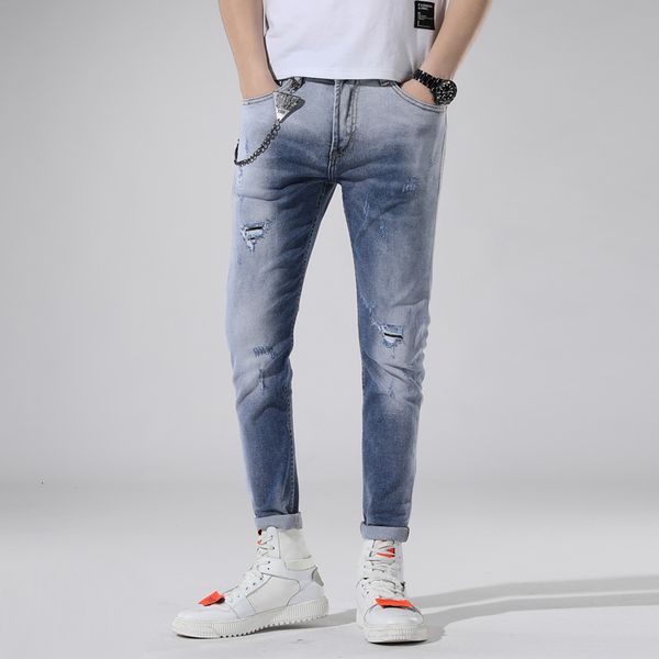 2021 new men's jeans for men ripped thin elastic waistband nine hip pants summer light blue spring 20le
2021 new men's jeans for men ripped thin elastic waistband nine hip pants summer light blue spring 20le