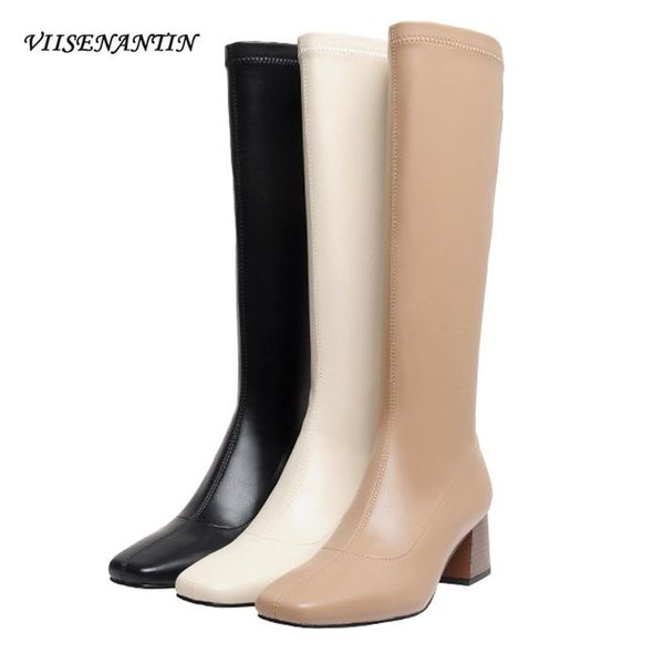 boots korean version apricot elastic leather women's square head thick heel side zipper knee-length autumn winter, Black
boots korean version apricot elastic leather women's square head thick heel side zipper knee-length autumn winter, Black