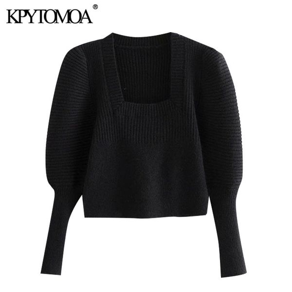kpytomoa women fashion puff sleeve cropped knitted sweater vintage square collar stretch slim female pullovers chic 201203, White;black
kpytomoa women fashion puff sleeve cropped knitted sweater vintage square collar stretch slim female pullovers chic 201203, White;black