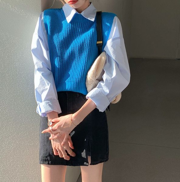 autumn 2020 korean loose academic style solid color versatile camaror crew neck vest sweater sweater vest for women vyb7o, White;black
autumn 2020 korean loose academic style solid color versatile camaror crew neck vest sweater sweater vest for women vyb7o, White;black