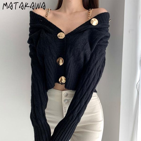 women's knits & tees matakawa japanese fashion retro deep v-neck woman sweaters metal chain decoration twist long-sleeved cardigan swea, White
women's knits & tees matakawa japanese fashion retro deep v-neck woman sweaters metal chain decoration twist long-sleeved cardigan swea, White