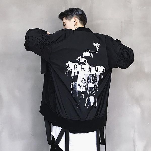 autumn men black ribbons patchwork hip bomber jacket high street punk flight pilot jacket mens motorcycle printing coat1, Black;brown
autumn men black ribbons patchwork hip bomber jacket high street punk flight pilot jacket mens motorcycle printing coat1, Black;brown