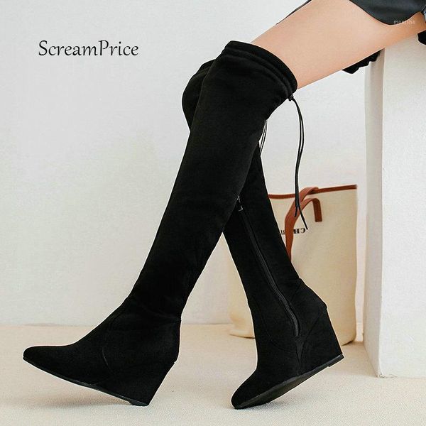 woman wedges high heel zipper flock over the knee boots pointed toe lace up winter stretch boots fashion thigh black1, Black
woman wedges high heel zipper flock over the knee boots pointed toe lace up winter stretch boots fashion thigh black1, Black