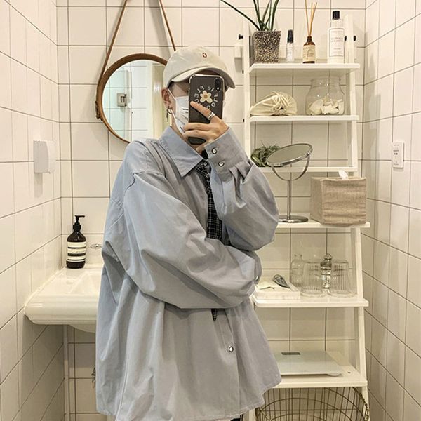 net red ruffian handsome coat men's korean fashion ins harajuku long sleeve fairy shirt loose casual versatile, White;black
net red ruffian handsome coat men's korean fashion ins harajuku long sleeve fairy shirt loose casual versatile, White;black