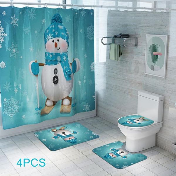 christmas decorations 4pcs santa claus snowman print bathroom set toilet seat cover bathtub rug shower curtain for home1
christmas decorations 4pcs santa claus snowman print bathroom set toilet seat cover bathtub rug shower curtain for home1
