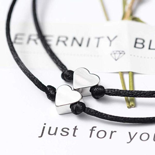 simple handmade weave wax thread lovers friends family members pairing bracelet 2pcs bracelet1pc greeting card h jllogd, Golden;silver