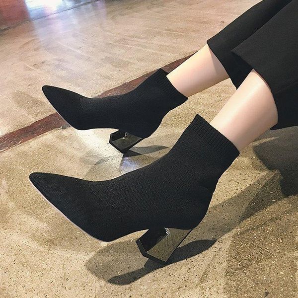 new female pointed with socks in the elastic knitting short boots boots joker thick with ins web celebrity thin, Black
new female pointed with socks in the elastic knitting short boots boots joker thick with ins web celebrity thin, Black