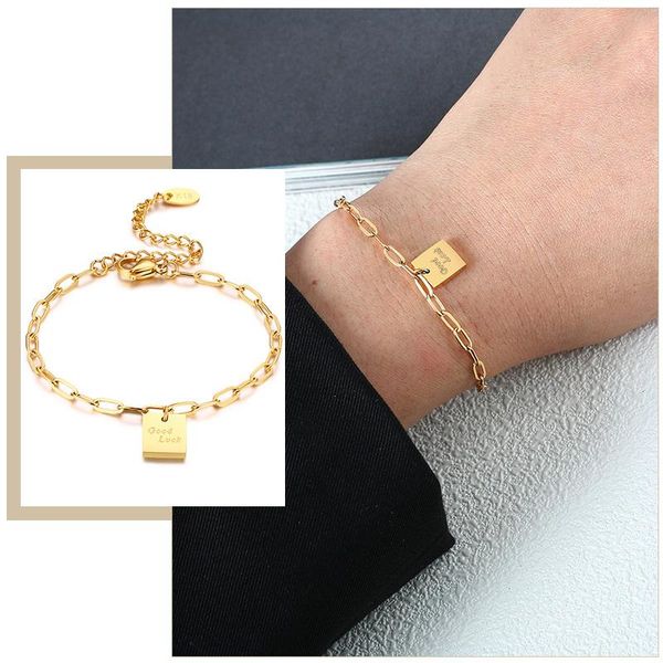 link, chain chic rectangle bracelets for women lady jewelry, gold tone stainless steel metal link minimalist accessory, Black
link, chain chic rectangle bracelets for women lady jewelry, gold tone stainless steel metal link minimalist accessory, Black