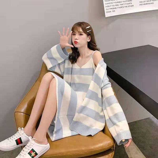 fashion v-neck knitted pullovers sweater dress coat sets stripe dresses comfort coat set spring autumn women1, White;black
fashion v-neck knitted pullovers sweater dress coat sets stripe dresses comfort coat set spring autumn women1, White;black