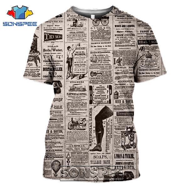 old newspaper 3d print shirts funny horror aesthetic men clothing