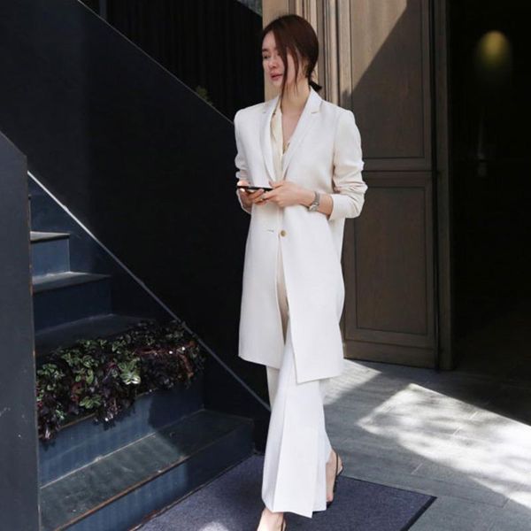 women's two piece pants fashion solid color long sleeve single-breasted woman lady office blazer trousers suit simple tide autumn tv329, White
women's two piece pants fashion solid color long sleeve single-breasted woman lady office blazer trousers suit simple tide autumn tv329, White