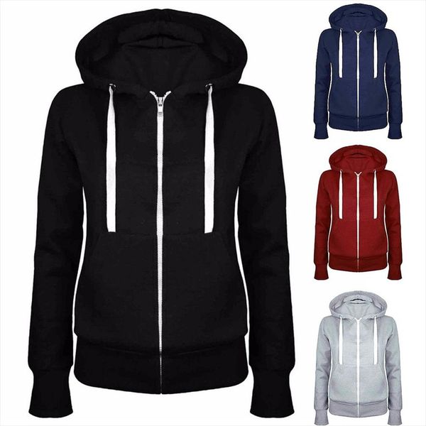 fashion autumn lady solid color long sleeve hooded pocket zip up casual coat sweatshirt drop shipping, Black
fashion autumn lady solid color long sleeve hooded pocket zip up casual coat sweatshirt drop shipping, Black