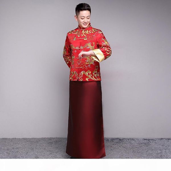 men cheongsam 2020 male groom wedding qipao married han fu red embroidery chinese style toast clothing robe jacket tang suit
men cheongsam 2020 male groom wedding qipao married han fu red embroidery chinese style toast clothing robe jacket tang suit