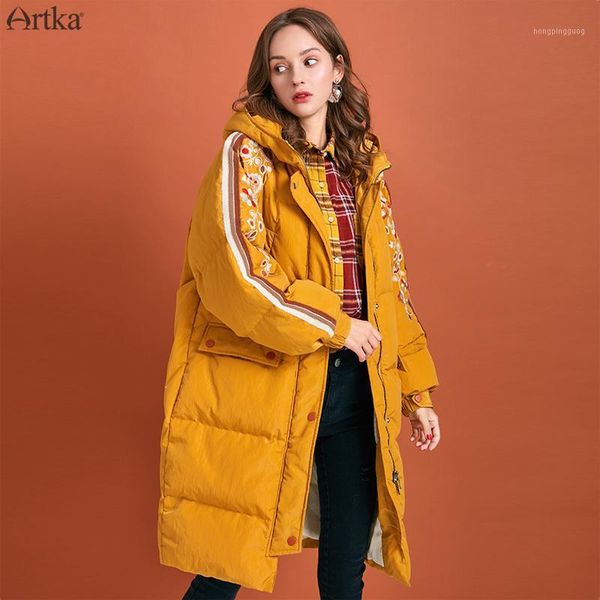 artka 2019 winter new women's down coat 90% white duck down extremely warm outwear hooded embroidered long jacket zk10195d1, Black
artka 2019 winter new women's down coat 90% white duck down extremely warm outwear hooded embroidered long jacket zk10195d1, Black