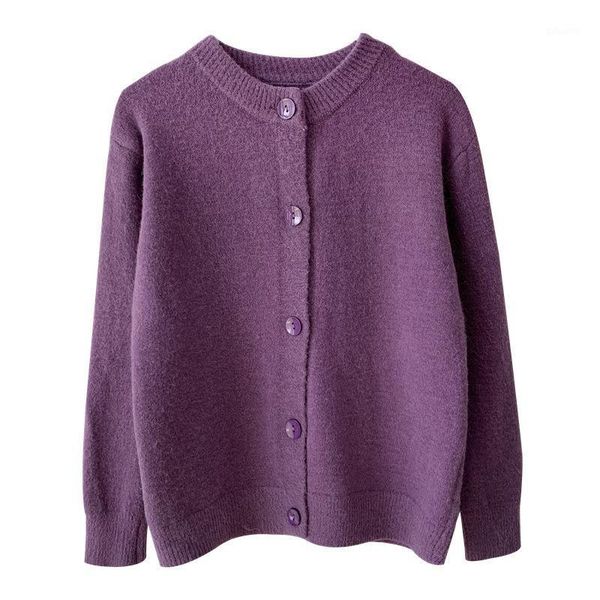 spring and autumn 2020 new loose round neck short wear long sleeve purple knitted cardigan sweater for women1, White
spring and autumn 2020 new loose round neck short wear long sleeve purple knitted cardigan sweater for women1, White