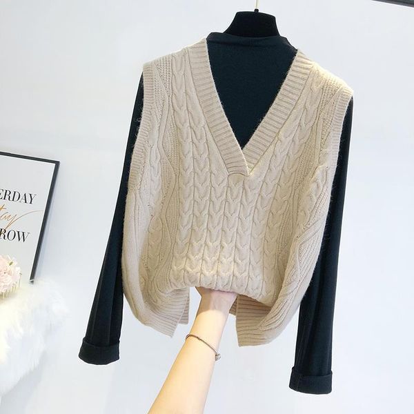 women's vests 2021 women autumn winter slim solid lady short korean style sleeveless knit v-neck gillet female loose casual waistcoat g, Black;white
women's vests 2021 women autumn winter slim solid lady short korean style sleeveless knit v-neck gillet female loose casual waistcoat g, Black;white