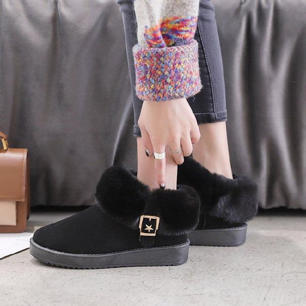 women's ankle boots winter new boots korean version of the wild student cotton shoes plus velvet warm non-slip waterproof, Black
women's ankle boots winter new boots korean version of the wild student cotton shoes plus velvet warm non-slip waterproof, Black