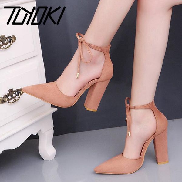 dress shoes tuyoki women pumps pointed toe thick high heel lace up suede leather party footwear female size 34-43, Black
dress shoes tuyoki women pumps pointed toe thick high heel lace up suede leather party footwear female size 34-43, Black