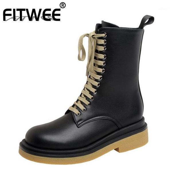 fitwee 2021 women mid calf boots lace up flat heel women winter autumn shoes fashion cool daily footwear size 34-401, Black
fitwee 2021 women mid calf boots lace up flat heel women winter autumn shoes fashion cool daily footwear size 34-401, Black