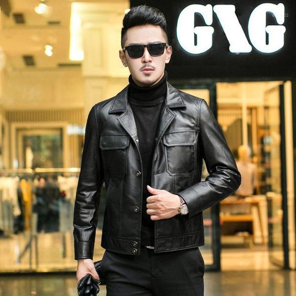 men's leather & faux haining head layer cowhide men han edition cultivate morality handsome young motorcycle jacket coat1, Black
men's leather & faux haining head layer cowhide men han edition cultivate morality handsome young motorcycle jacket coat1, Black