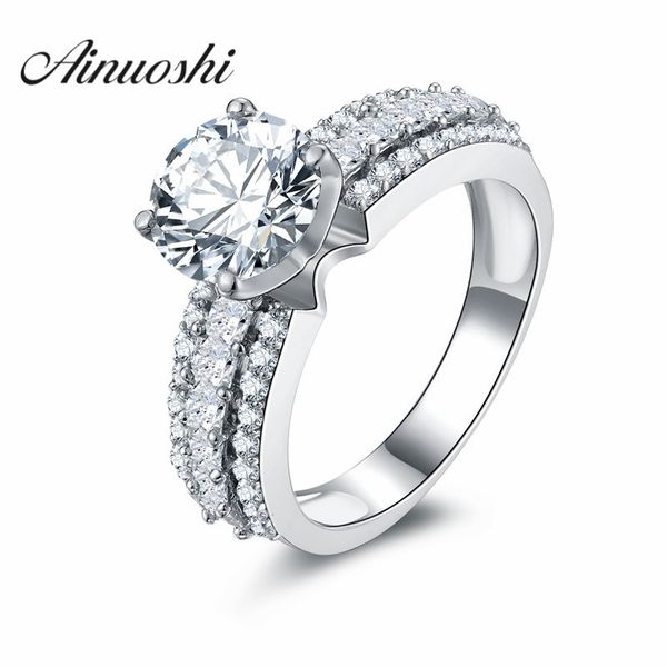 ainoushi new classic 2 carat nscd ring solitaire engagement wedding ring 925 sterling silver triple row tiny sona ring y200106, Slivery;golden 
ainoushi new classic 2 carat nscd ring solitaire engagement wedding ring 925 sterling silver triple row tiny sona ring y200106, Slivery;golden