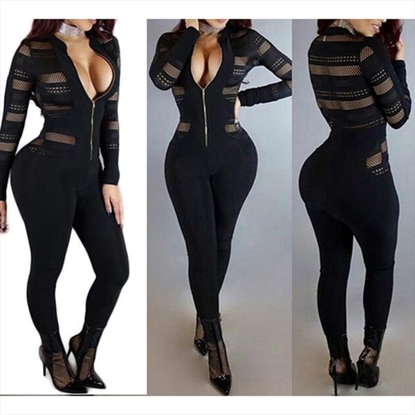 black bodycon jumpsuit romper long sleeve bodysuit women zipper v neck jumpsuit elegant full length polyester 2020, Black;white
black bodycon jumpsuit romper long sleeve bodysuit women zipper v neck jumpsuit elegant full length polyester 2020, Black;white
