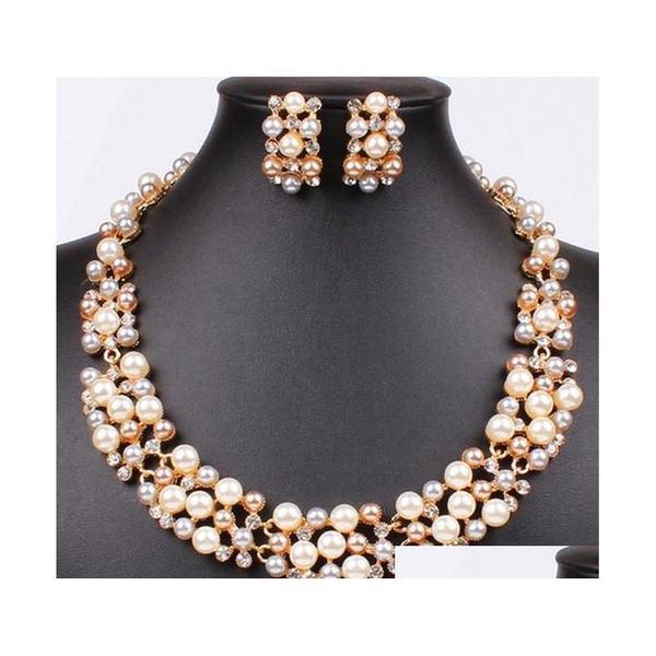 3 pieces of european and american pearl gold-plated jewelry necklace earrings set mi3cv, Silver
3 pieces of european and american pearl gold-plated jewelry necklace earrings set mi3cv, Silver