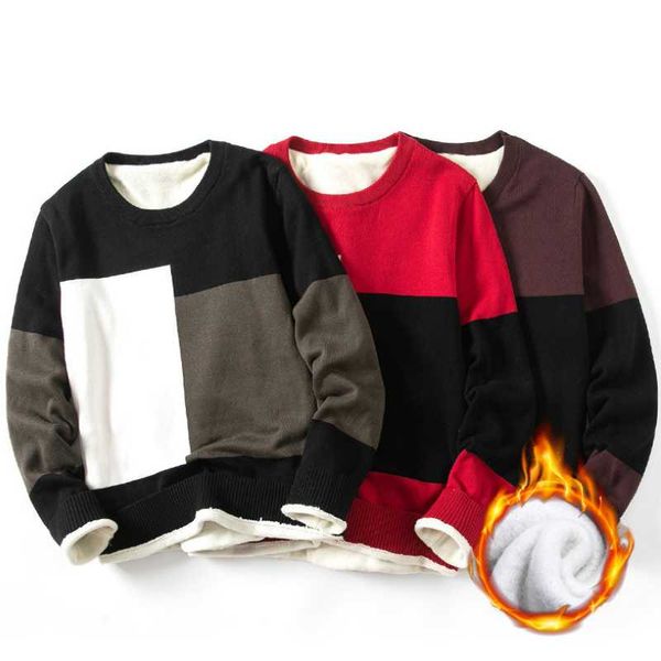 men's sweaters autumn winter casual youth round neck color matching loose pullover long-sleeved sweater men plus velvet soft bottoming, White;black
men's sweaters autumn winter casual youth round neck color matching loose pullover long-sleeved sweater men plus velvet soft bottoming, White;black