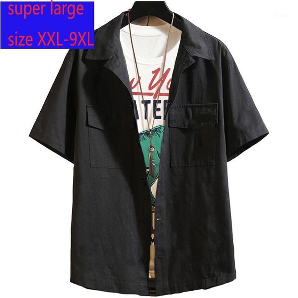 men's casual shirts arrival fashion super large summer mens loose short sleeve men shirt plus size 2xl-8xl9xl bust 160 cm1, White;black 
men's casual shirts arrival fashion super large summer mens loose short sleeve men shirt plus size 2xl-8xl9xl bust 160 cm1, White;black