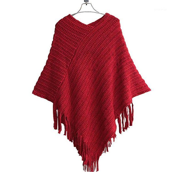 women autumn pullover jumper irregular tassel hem cape cloak pull femme knitted sweater poncho coat red1, Black
women autumn pullover jumper irregular tassel hem cape cloak pull femme knitted sweater poncho coat red1, Black
