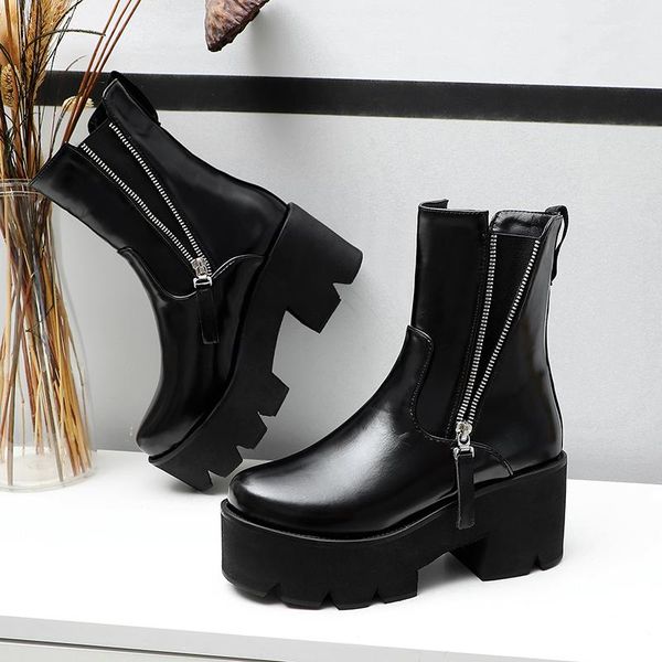 women ankle boots side zipper chunky high heels platform women boots round toe winter party shoes woman, Black
women ankle boots side zipper chunky high heels platform women boots round toe winter party shoes woman, Black