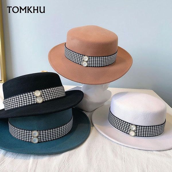 stingy brim hats elegant felt hat flat wool fedora for women pearls ribbon buttons wide boater dress winter ladies party cap, Blue;gray
stingy brim hats elegant felt hat flat wool fedora for women pearls ribbon buttons wide boater dress winter ladies party cap, Blue;gray