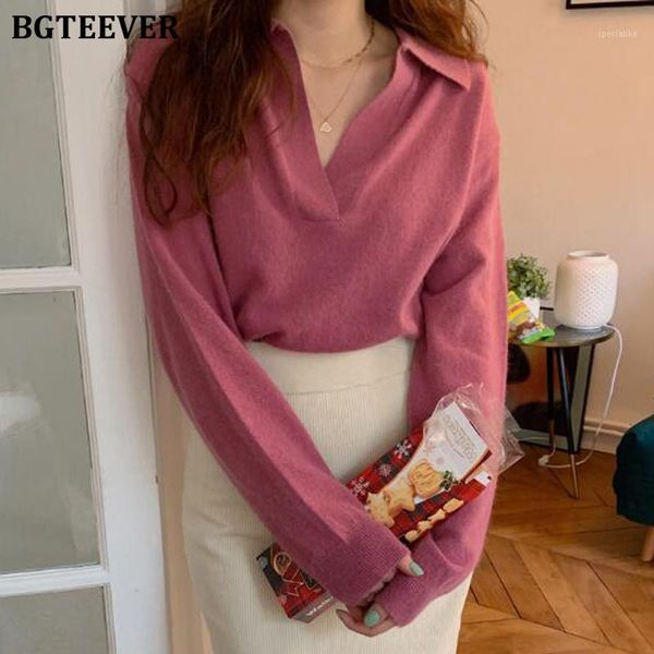 bgteever spring vintage women pullover sweaters turn-down collar long sleeve casual chic solid female knitting jumpers 20201, White;black
bgteever spring vintage women pullover sweaters turn-down collar long sleeve casual chic solid female knitting jumpers 20201, White;black