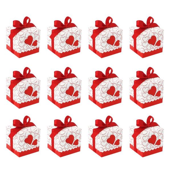 50pcs hearts design candy boxes square chocolate boxes gift container with ribbon for wedding (red)
50pcs hearts design candy boxes square chocolate boxes gift container with ribbon for wedding (red)