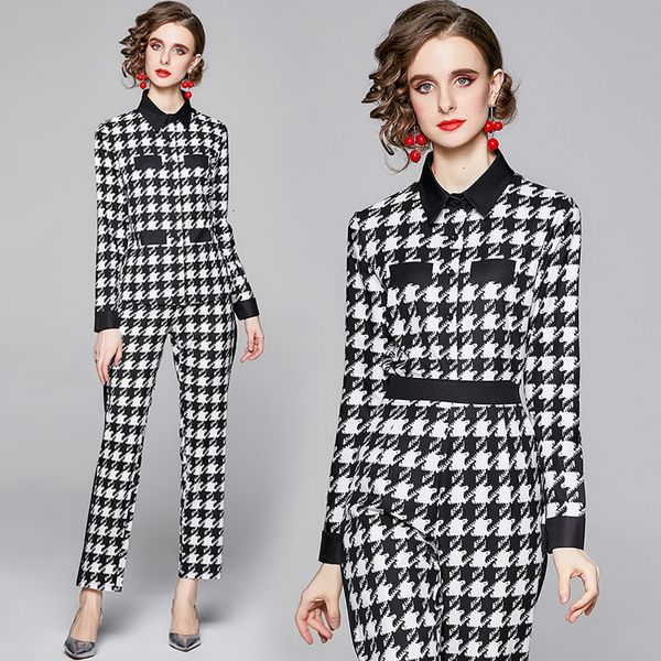 new 2021 spring runway 2 pieces suit long sleeve vintage plaid print blouses + pencil pants set women's clothes 2yq1, Black;gray
new 2021 spring runway 2 pieces suit long sleeve vintage plaid print blouses + pencil pants set women's clothes 2yq1, Black;gray
