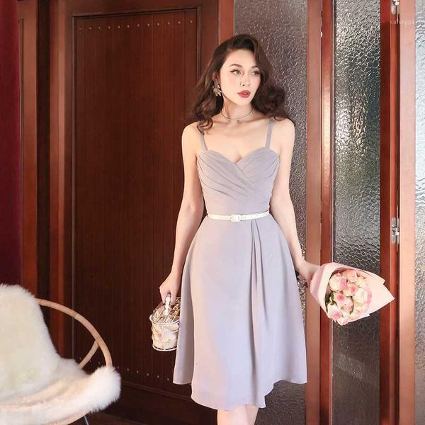 le palais vintage 2020 original elegant gray imitation silk chiffon drape pleated dress spaghetti strap knee-length dresses1, Black;gray
le palais vintage 2020 original elegant gray imitation silk chiffon drape pleated dress spaghetti strap knee-length dresses1, Black;gray