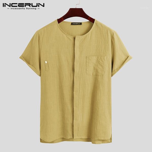 mens solid color cotton buttons blouse harajuku streetwear blusas vintage camisas short sleeve round neck shirts incerun s-3xl1, White;black
mens solid color cotton buttons blouse harajuku streetwear blusas vintage camisas short sleeve round neck shirts incerun s-3xl1, White;black
